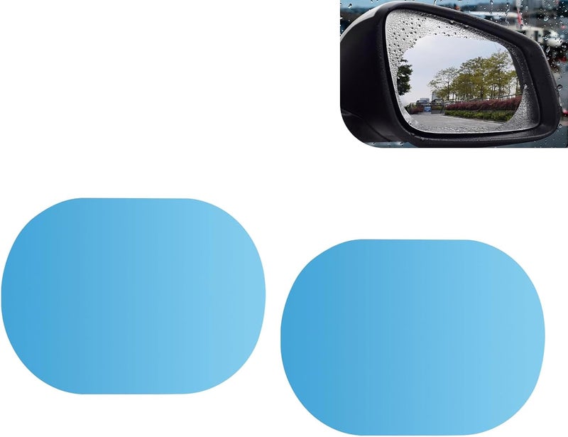 winterrock 2PCS Car Rear View Mirror Waterproof Film, 3.94" x 5.71" Anti-Glare Rainproof Anti-Fog Film, High-definition Transparent Rear View Mirror Protective Sticker, Universal for SUV, Sedan, Truck - Image 1